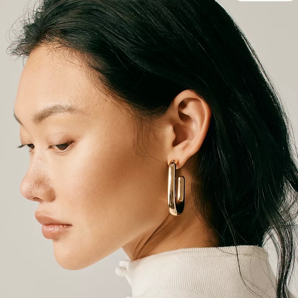 New! Anthropologie Gold Mod Square Hoop Earrings (2001) NWOT - Picture 3 of 7